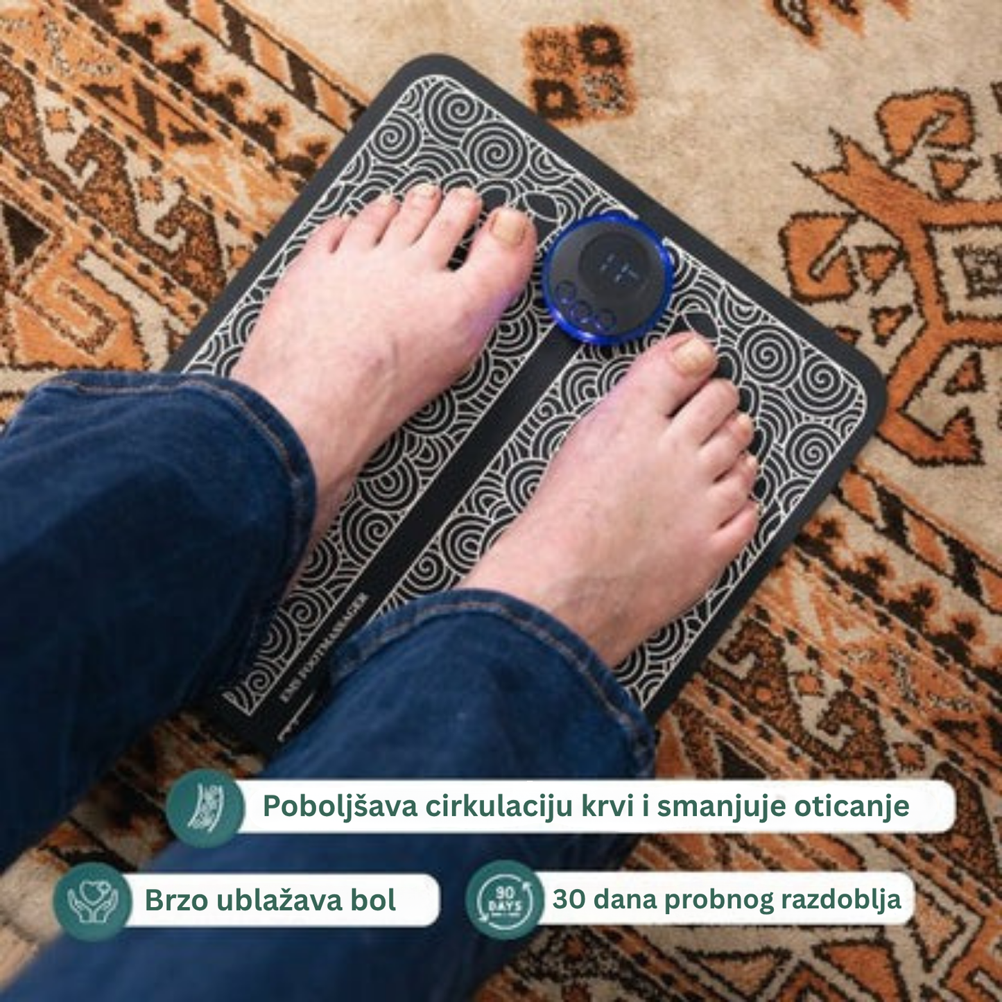 Maser za stopala IKEROS™ Borite se s bolovima u stopalima, oteklinama, ukočenošću ili trnjenjem?