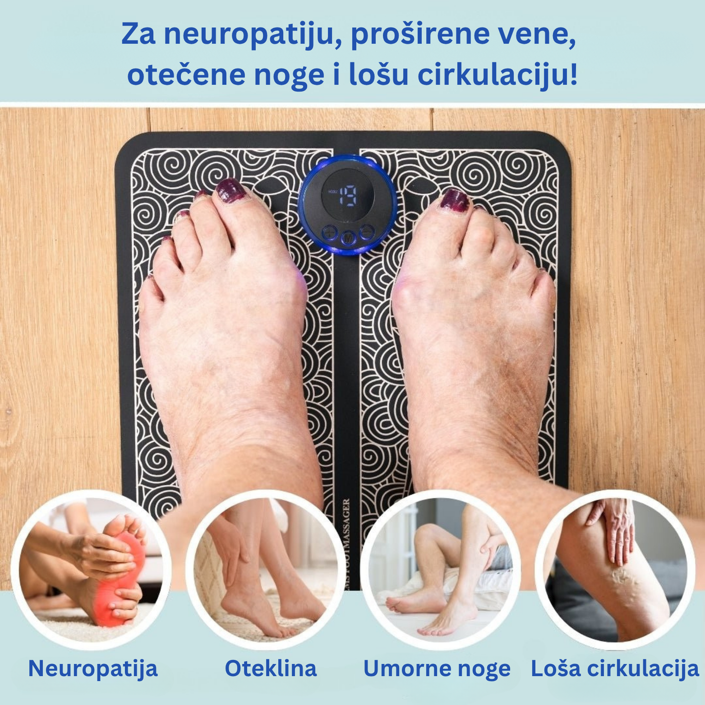 Maser za stopala IKEROS™ Borite se s bolovima u stopalima, oteklinama, ukočenošću ili trnjenjem?